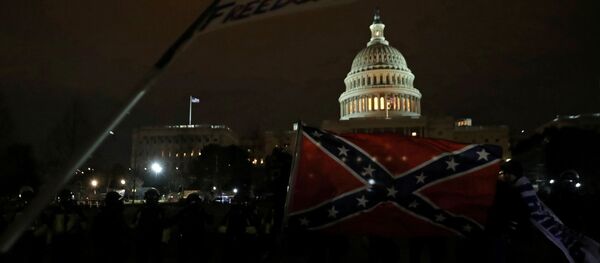 Supporters of U.S. President Donald Trump are pushed back by D.C. Metropolitan Police after they stormed the U.S. Capitol Building for hours in Washington, U.S., January 6, 2021. Picture taken January 6, 2021. Supporters of U.S. President Donald Trump are pushed back by D.C. Metropolitan Police after they stormed the U.S. Capitol Building for hours in Washington, U.S., January 6, 2021. Picture taken January 6, 2021. - Sputnik International