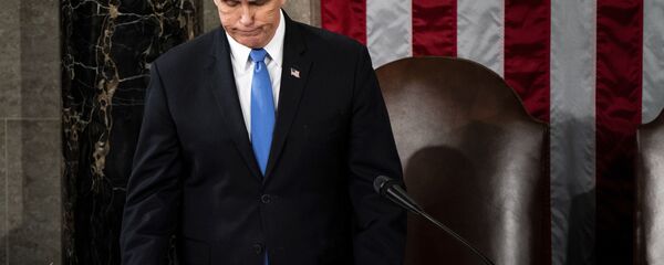 Vice President Mike Pence officiates as a joint session of the House and Senate convenes to confirm the Electoral College votes cast in November's election, at the Capitol in Washington, Wednesday, Jan. 6, 2021. Vice President Mike Pence officiates as a joint session of the House and Senate convenes to confirm the Electoral College votes cast in November's election, at the Capitol in Washington, Wednesday, Jan. 6, 2021. - Sputnik International