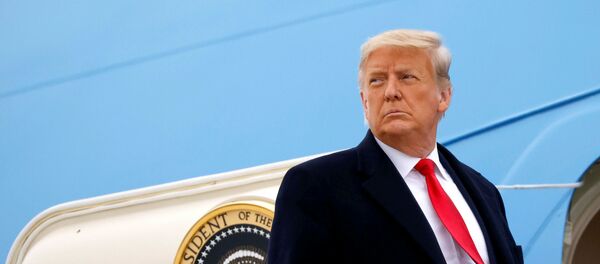 U.S. President Donald Trump boards Air Force One at Valley International Airport after visiting the U.S.-Mexico border wall, in Harlingen, Texas, U.S., January 12, 2021 - Sputnik International