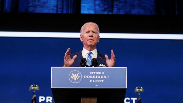 U.S. President-elect Joe Biden delivers remarks during a televised speech on the current economic and health crises at The Queen Theatre in Wilmington, Delaware, U.S., January 14, 2021 - Sputnik International