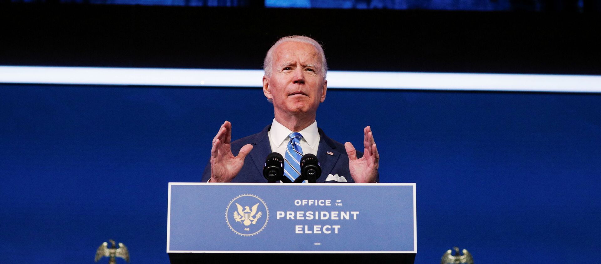 U.S. President-elect Joe Biden delivers remarks during a televised speech on the current economic and health crises at The Queen Theatre in Wilmington, Delaware, U.S., January 14, 2021 - Sputnik International, 1920, 15.01.2021