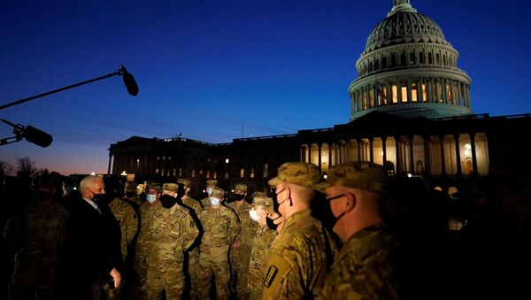 Vice President Mike Pence speaks to National Guard troops outside the US Capitol, January 14, 2021, in Washington - Sputnik International