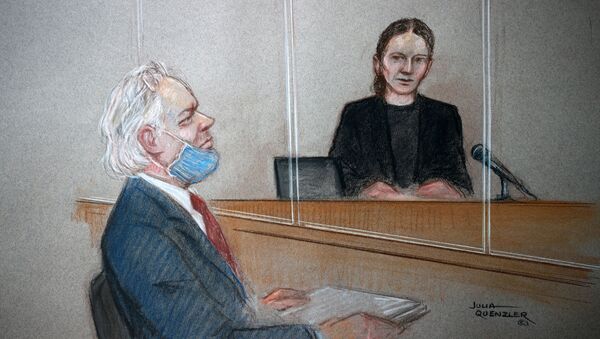 WikiLeaks founder Julian Assange is seen during a hearing at the Westminster Magistrates Court in London, Britain, 6 January 2021, in this courtroom sketch - Sputnik International