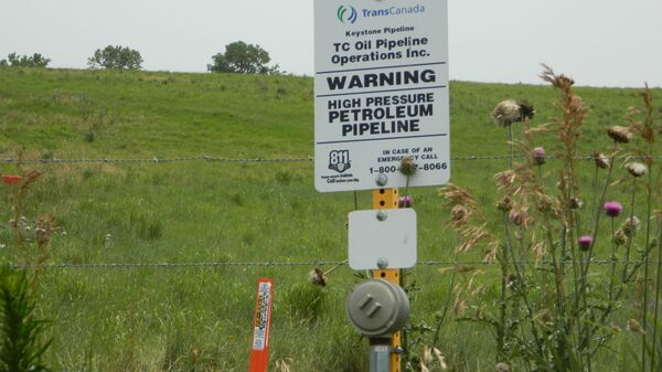 A sign in Steele City, Nebraska where the Keystone XL pipeline would terminate - Sputnik International