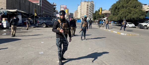 Iraqi security forces keep guard the site of a suicide attack in Baghdad, Iraq January 21, 2021 Iraqi security forces keep guard the site of a suicide attack in Baghdad, Iraq January 21, 2021 - Sputnik International