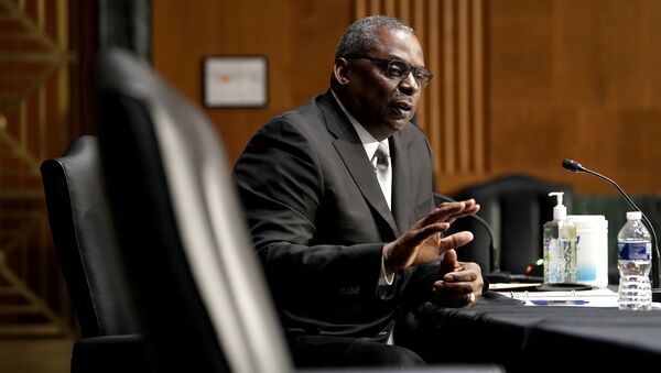 President-elect Joe Biden's nominee for Secretary of Defense Retired Army Gen. Lloyd Austin answers questions during his confirmation before the Senate Armed Services Committee on Tuesday, January 19, 2021. - Sputnik International