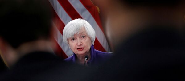 U.S. outgoing Federal Reserve Chair Janet Yellen holds a news conference after a two-day Federal Open Market Committee (FOMC) meeting in Washington, U.S. December 13, 2017. U.S. outgoing Federal Reserve Chair Janet Yellen holds a news conference after a two-day Federal Open Market Committee (FOMC) meeting in Washington, U.S. December 13, 2017. - Sputnik International
