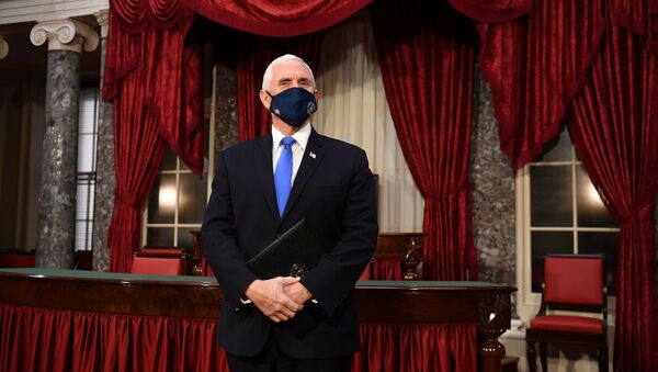 Vice President Mike Pence arrives to hold swearing-in ceremonies for Senators in the Old Senate Chambers at the U.S. Capitol Building in Washington, DC, U.S.  January 3, 2021.  - Sputnik International