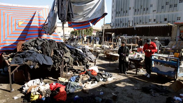 The site of a twin suicide bombing attack in a central market is seen in Baghdad, Iraq January 21, 2021 - Sputnik International