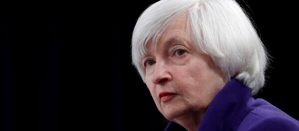 U.S. outgoing Federal Reserve Chair Janet Yellen holds a news conference after a two-day Federal Open Market Committee (FOMC) meeting in Washington, U.S. December 13, 2017 U.S. outgoing Federal Reserve Chair Janet Yellen holds a news conference after a two-day Federal Open Market Committee (FOMC) meeting in Washington, U.S. December 13, 2017 - Sputnik International