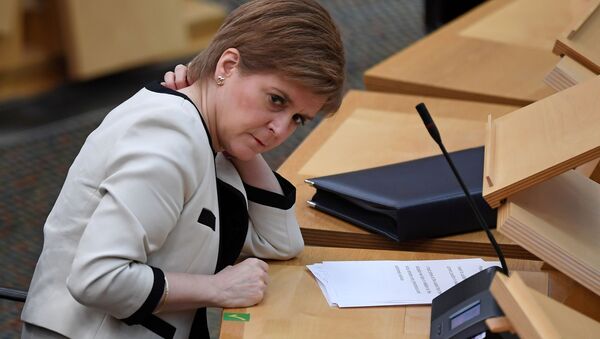 Scotland's First Minister Nicola Sturgeon, attends the First Minister's Questions at the Scottish Parliament in Holyrood, Edinburgh, Scotland, Britain January 13, 2021, where she delivered an update on the coronavirus pandemic - Sputnik International