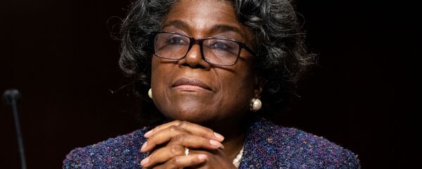 Linda Thomas-Greenfield attends the Senate Foreign Relations Committee hearing on her nomination to be the United States Ambassador to the United Nations on Capitol Hill in Washington, D.C., U.S., January 27, 2021. Michael Reynolds/Pool via REUTERS Linda Thomas-Greenfield attends the Senate Foreign Relations Committee hearing on her nomination to be the United States Ambassador to the United Nations on Capitol Hill in Washington, D.C., U.S., January 27, 2021. Michael Reynolds/Pool via REUTERS - Sputnik International