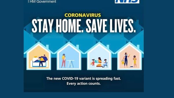 UK government Covid-19 Stay Home. Save Lives poster  - Sputnik International