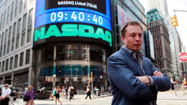CEO of Tesla Motors Elon Musk poses during a television interview after his company's initial public offering at the NASDAQ market in New York, June 29, 2010. - Sputnik International