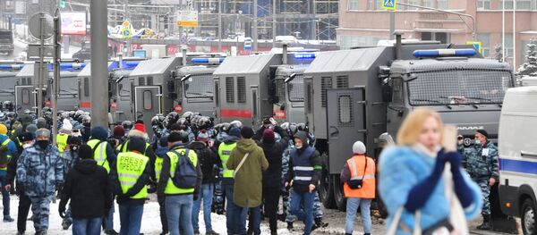 Riot police are on alert ahead of an unauthorised rally in Moscow, 31 January 2021 Riot police are on alert ahead of an unauthorised rally in Moscow, 31 January 2021 - Sputnik International