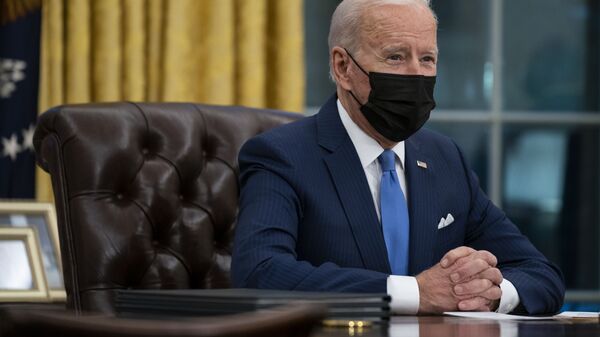 President Joe Biden delivers remarks on immigration, in the Oval Office of the White House, Tuesday, Feb. 2, 2021, in Washington. - Sputnik International