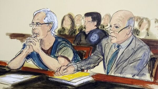 In this July 15, 2019 courtroom artist's sketch, defendant Jeffrey Epstein, left, and his attorney Martin Weinberg listen during a bail hearing in federal court, in New York - Sputnik International