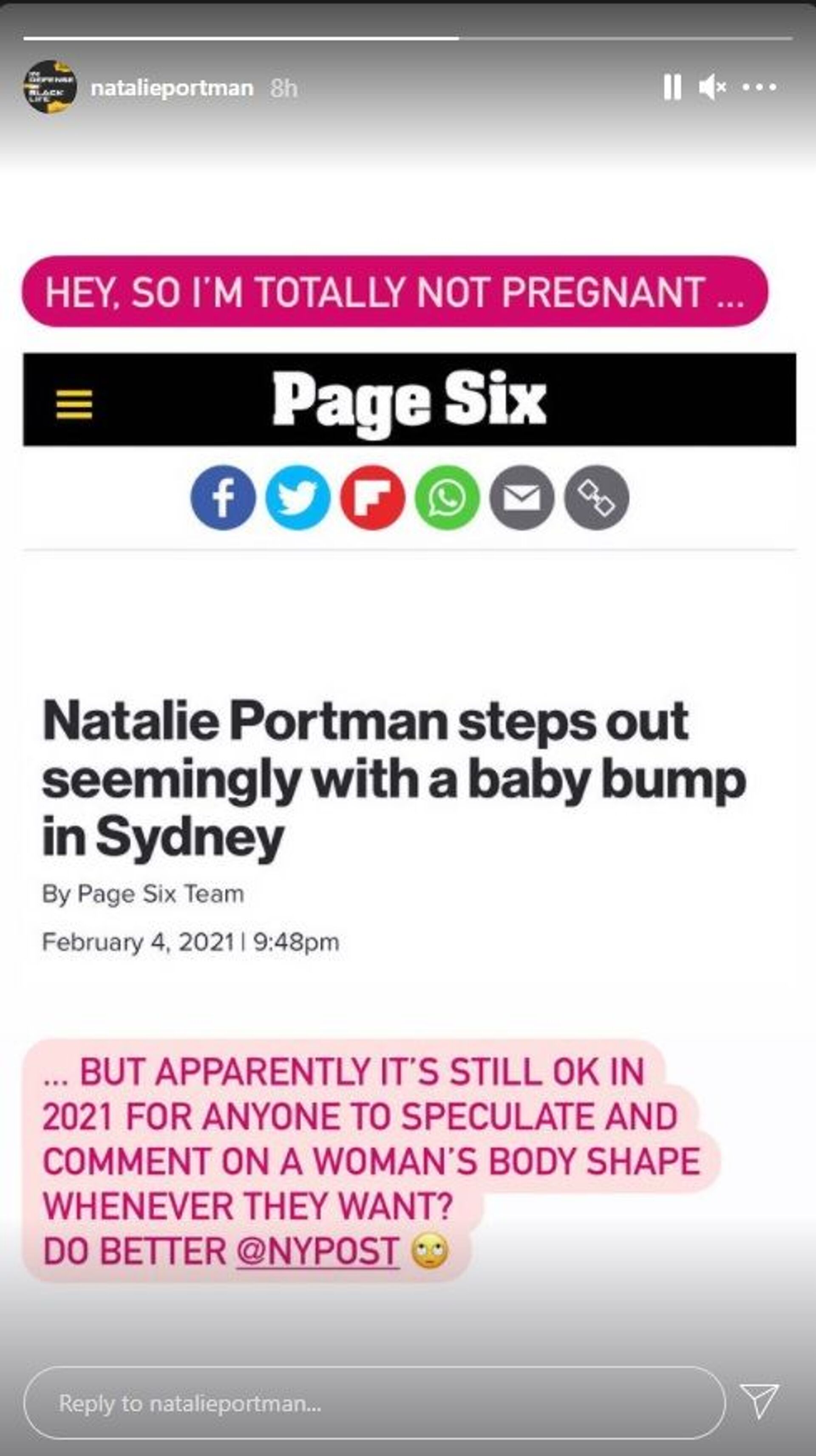 Natalie Portman Dismisses Pregnancy Rumours Started by NY Post, Accuses Tabloid of 'Bodyshaming' - Sputnik International, 1920, 06.02.2021