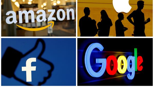FILE PHOTO: The logos of Amazon, Apple, Facebook and Google in a combination photo./File Photo - Sputnik International