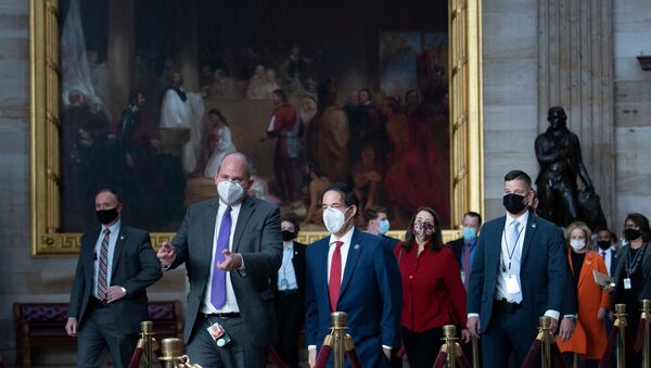 Democrat Representative Jamie Raskin for Maryland's 8th District leads other House impeachment managers to the Senate floor as they prepare for the trial of former US President Donald Trump on Capitol Hill, 8 February 2021, in Washington, DC. - Sputnik International