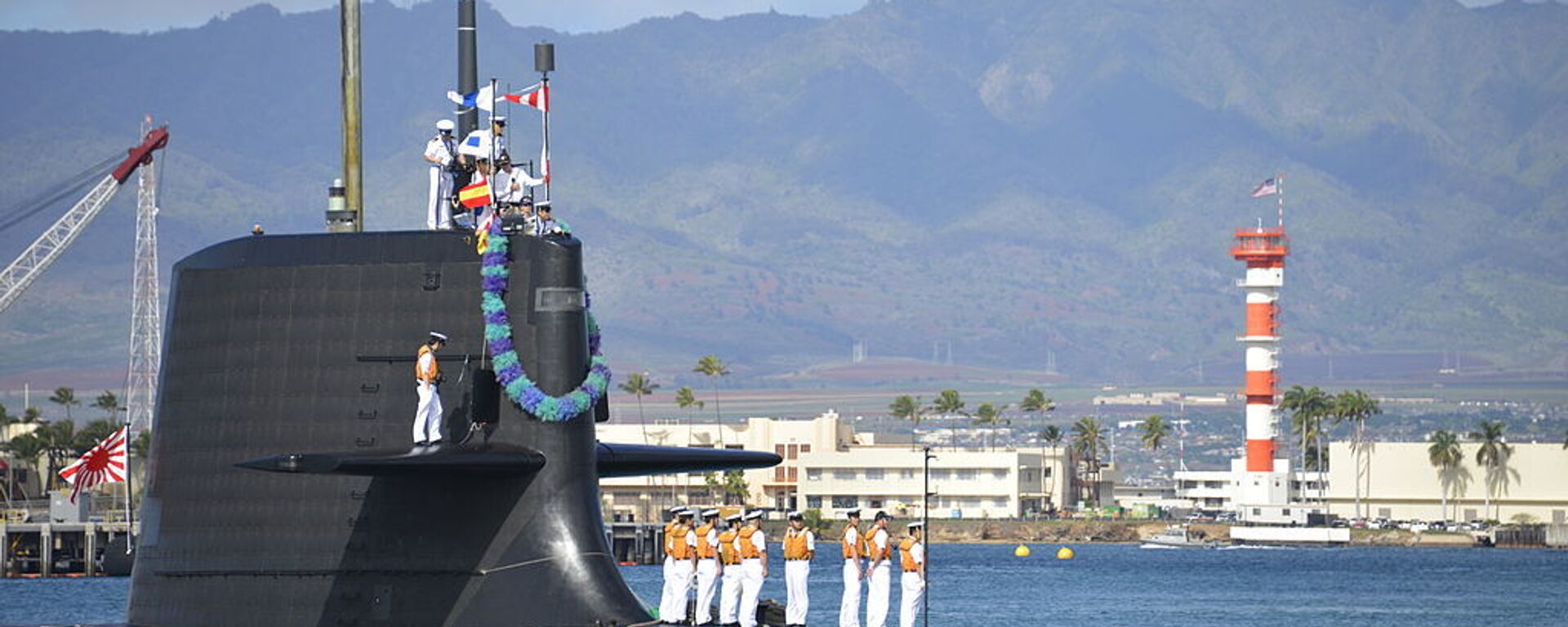 Japan Maritime Self Defense Force (JMSDF) submarine Hakuryu (SS-503) arrives at Joint Base Pearl Harbor-Hickam for a scheduled port visit, Feb. 6. While in port, the submarine crew will conduct various training evolutions and have the opportunity to enjoy the sights and culture of Hawaii.  - Sputnik International, 1920, 28.11.2022