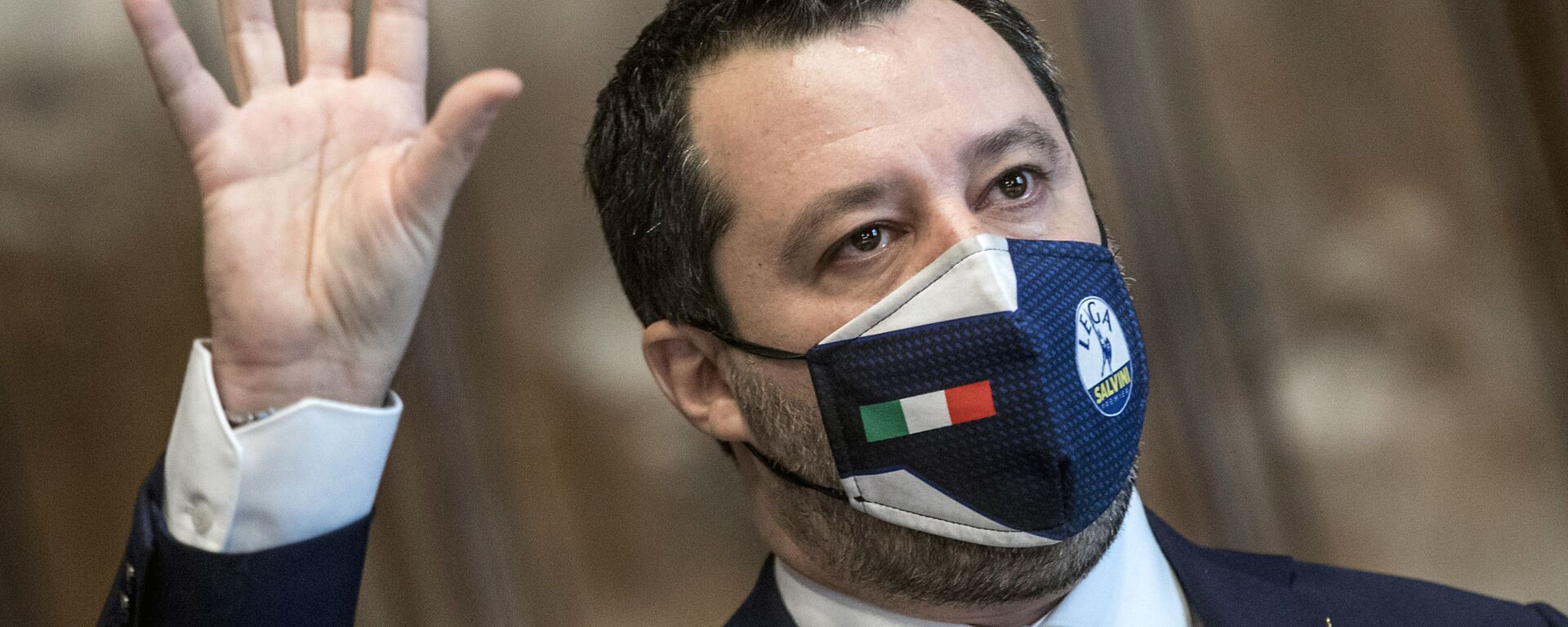 The League's Matteo Salvini addresses the media after meeting with Mario Draghi, at the Chamber of Deputies in Rome, Saturday, Feb. 6, 2021 - Sputnik International, 1920, 23.10.2021