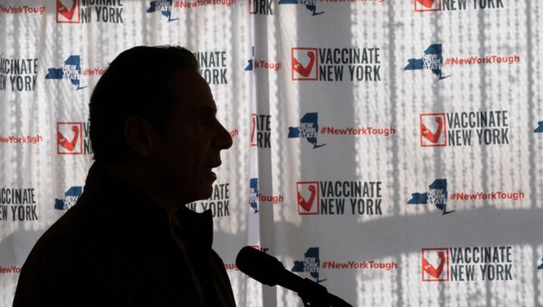 New York Governor Andrew Cuomo speaks to reporters during a news conference at a COVID-19 pop-up vaccination site in William Reid Apartments in Brooklyn, New York City, U.S., January 23, 2021 - Sputnik International