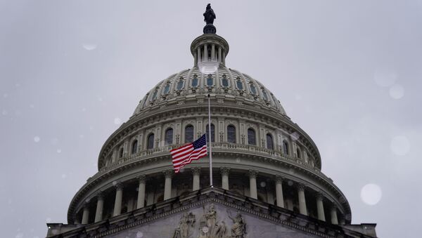 Snow falls at the U.S. Capitol on the third day of senate impeachment hearings against former U.S. president Donald Trump in Washington, U.S. February 11, 2021 - Sputnik International