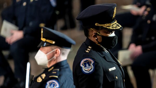 U.S. Capitol Police Acting Chief Yogananda Pittman departs at the conclusion of a Congressional tribute to the late Capitol Police officer Brian Sicknick in the Rotunda of the Capitol in Washington , DC, U.S, February 3, 2021 - Sputnik International