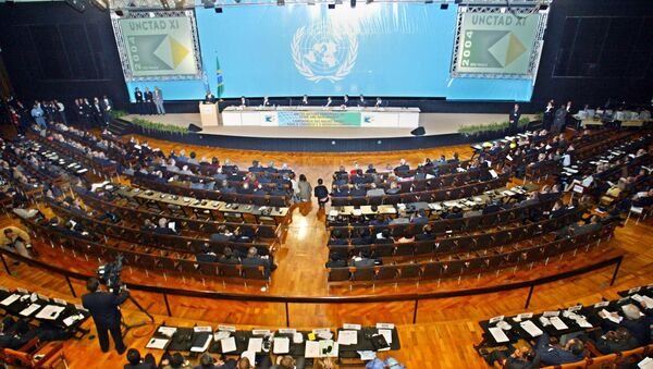 General view of the opening ceremony of the XI UNCTAD (United Nations Trade and Development) conference 14 June 2004 in Sao Paulo, Brazil, with trade ministers from around the world. - Sputnik International