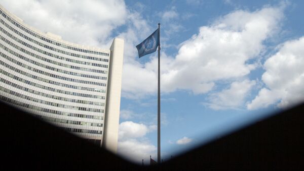 The flag of the International Atomic Energy Agency (IAEA) flutters in front of the IAEA building in Vienna on July 10, 2019. - The UN's nuclear watchdog will hold a special meeting on Iran's nuclear programme, after Tehran breached one of the limits set in a 2015 deal with world powers. - Sputnik International