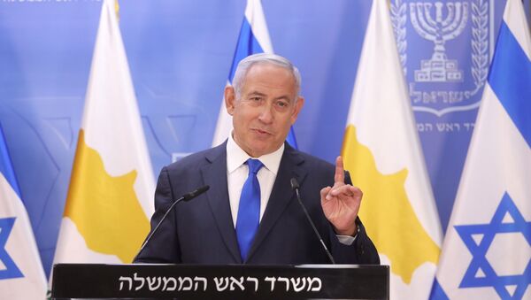 Israeli Prime Minister Benjamin Netanyahu delivers a joint statements with Cypriot President Nicos Anastasiades (not pictured) in Jerusalem February 14, 2021. - Sputnik International