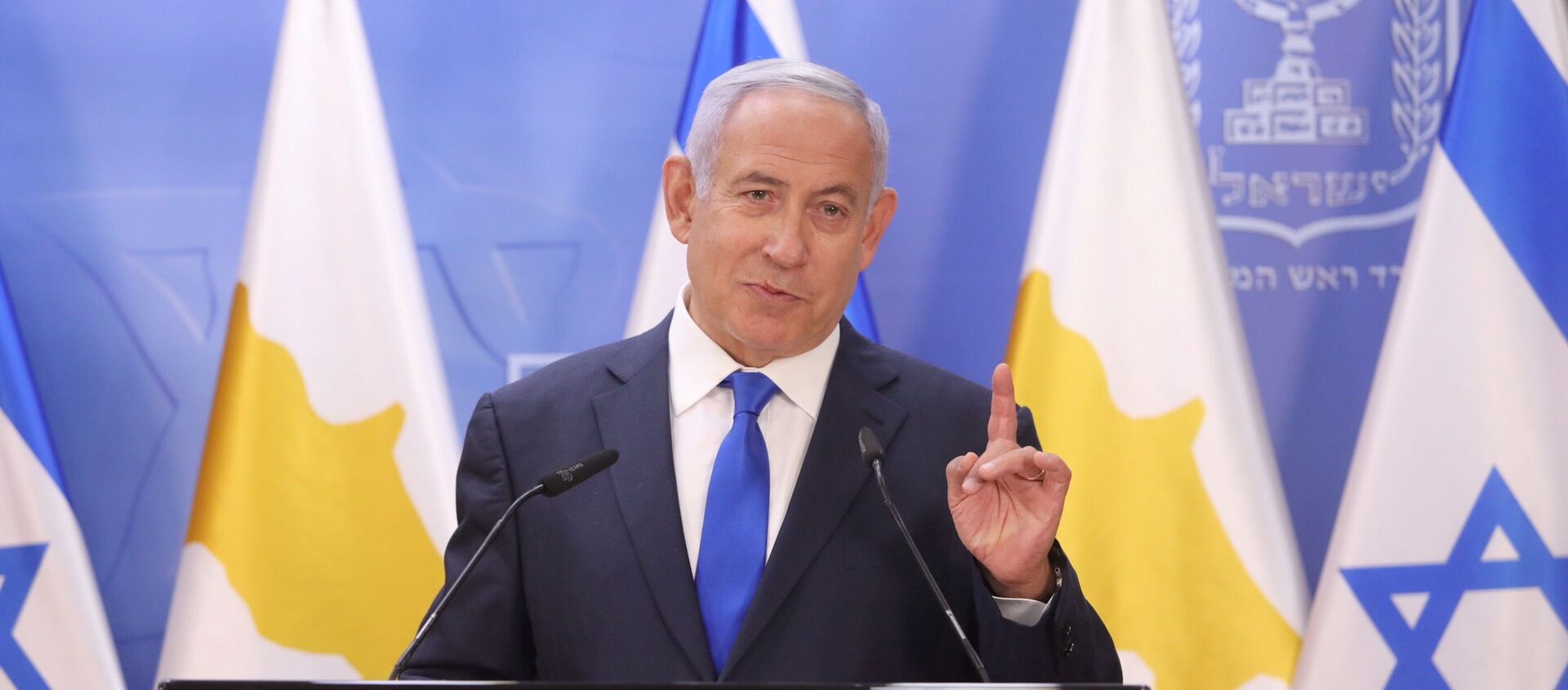 Israeli Prime Minister Benjamin Netanyahu delivers a joint statements with Cypriot President Nicos Anastasiades (not pictured) in Jerusalem February 14, 2021. - Sputnik International, 1920, 19.02.2021