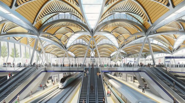 An artist's impression of the new HS2 terminal at London's Euston station - Sputnik International