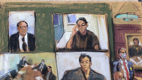 Ghislaine Maxwell appears via video link during her arraignment hearing where she was denied bail for her role aiding Jeffrey Epstein to recruit and eventually abuse of minor girls, in Manhattan Federal Court, in the Manhattan borough of New York City, New York, U.S. July 14, 2020 in this courtroom sketch - Sputnik International