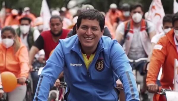 Ecuadorian-presidential-candidate-Andres-Arauz-cycling-in-Ecuador - Sputnik International