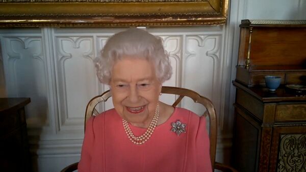 Britain's Queen Elizabeth speaks via video call to health leaders delivering the COVID-19 vaccine across England, Scotland, Wales and Northern Ireland, London, Britain February 25, 2021 - Sputnik International