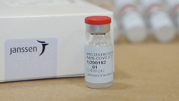 A vial of Johnson & Johnson's Janssen coronavirus disease (COVID-19) vaccine candidate is seen in an undated photograph. - Sputnik International
