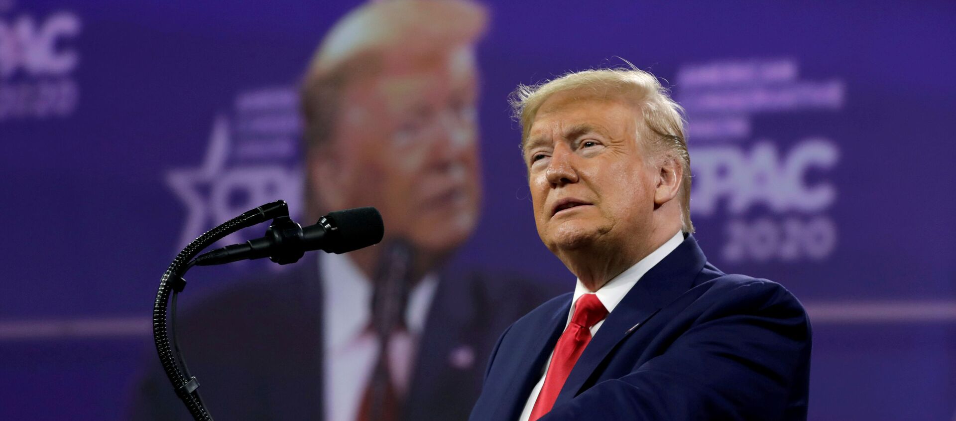 U.S. President Donald Trump addresses the Conservative Political Action Conference (CPAC) annual meeting at National Harbor in Oxon Hill, Maryland, U.S., February 29, 2020 - Sputnik International, 1920, 28.02.2021