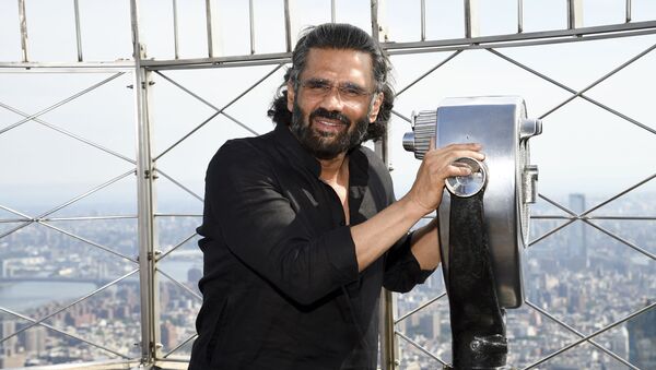 Indian actor Suniel Shetty participates in the ceremonial lighting of the Empire State Building to celebrate India Day on Thursday, Aug. 15, 2019, in New York - Sputnik International