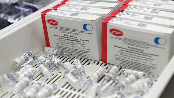 A view shows packages of Russian coronavirus vaccine EpiVacCorona, developed by the Vektor State Research Center of Virology and Biotechnology, at the production unit Vector-BiAlgam, in Novosibirsk, Russia - Sputnik International