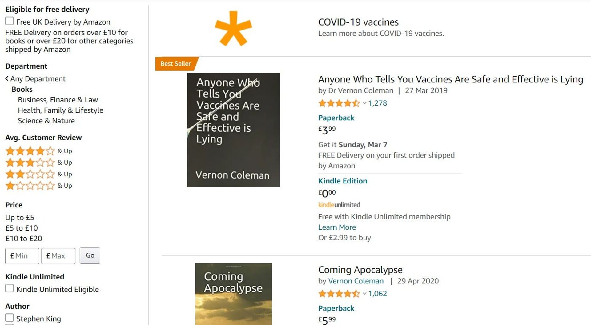 Amazon, Waterstones, Foyles Urged to Act Responsibly in Trade of Anti-Vaxxer Bestsellers - Sputnik International, 1920, 05.03.2021