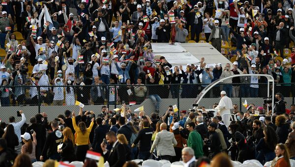 Pope Francis holds a Mass at Franso Hariri Stadium in Erbil, Iraq March 7, 2021. - Sputnik International