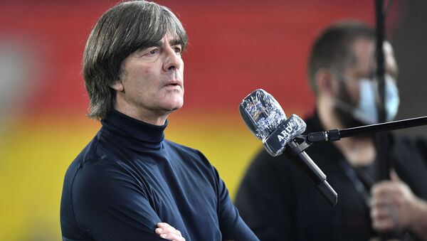 FILE - In this Tuesday, Oct. 13, 2020 file photo, Germany's head coach Joachim Loew is interviewed ahead of the UEFA Nations League soccer match between Germany and Switzerland in Cologne, Germany. Loew on Tuesday, Nov. - Sputnik International
