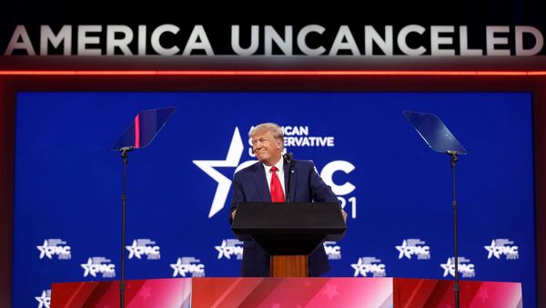 Former U.S. President Donald Trump speaks at the Conservative Political Action Conference (CPAC) in Orlando, Florida, U.S. February 28, 2021 - Sputnik International
