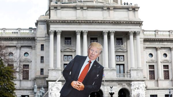 A cardboard cutout depicting U.S. President Donald Trump is seen in front of Pennsylvania State Capitol, as supporters of him are expected to protest against the election of President-elect Joe Biden, outside the Pennsylvania State Capitol in Harrisburg, Pennsylvania, U.S. January 17, 2021 - Sputnik International