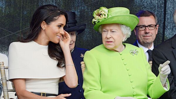 Britain's Queen Elizabeth and Meghan The Duchess Of Sussex attend the opening of the Mersey Gateway Bridge in Runcorn, 14 June 2018 - Sputnik International
