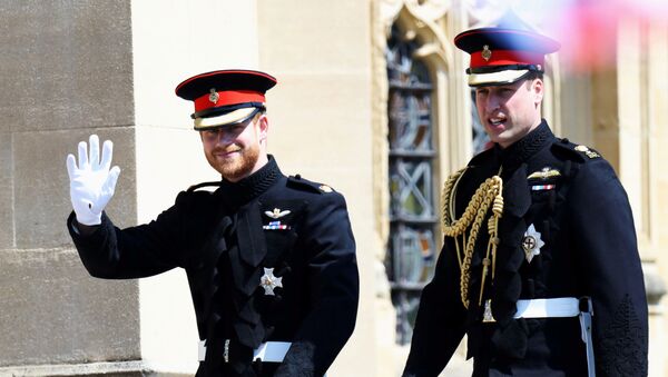 Prince Harry arrives at his wedding to Ms. Meghan Markle with Prince William, Duke of Cambridge at St George's Chapel, Windsor Castle on May 19, 2018 in Windsor, England - Sputnik International