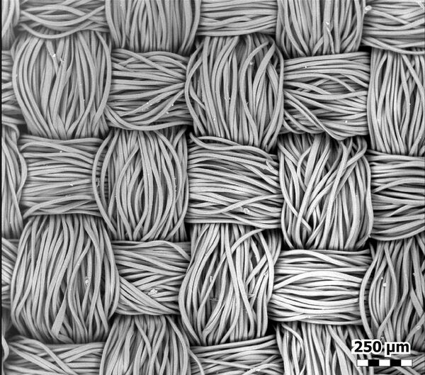 The fibres of a polyester mask seen through a microscope. - Sputnik International