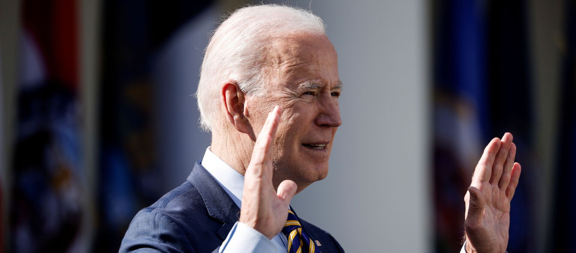U.S. President Joe Biden speaks about the $1.9 trillion American Rescue Plan Act  during an event to celebrate the legislation in the Rose Garden at the White House in Washington, U.S., March 12, 2021 - Sputnik International, 1920, 13.03.2021